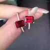 Cluster Rings CoLife Jewelry 6 8mm Natural Emerald Cut Garnet Ring VVS Grade Silver Simple 925