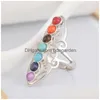 Bandringar Natural Stone Alloy Band Rings Men Women Plate With Sier Ring Colorf Energy Personlighet 3 65CZ J2B Drop Leverans smycken R DHT0D