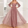 Casual jurken sexy pailletten prom voor vrouwen elegante mesh lange mouw avondjurk lente backless cocktail maxi vestidos