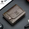 BULLCAPTAIN RFID Blocking Men's Wallet Man Vintage Cow Genuine Leather Wallet Male Handmade Billfold Coin Purse Short Wallet 240116