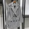 Coletes femininos temperamento cintura fechando outono e inverno produto commuter mil pássaro checker terno casaco duplo breasted back dres