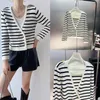 11003 2024 Runway Summer Brand SAme Style Sweater Long Sleeve V Neck Cardigan Fashion Clothes White High Quality Womens shili