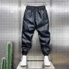 Pantaloni da uomo Pantaloni in velluto spesso antivento impermeabile in ecopelle con elastico in vita patchwork alla caviglia per il ciclismo