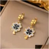 High Quality Luxury 18K Gold Stainless Steel Necklace Earring Lucky Four Leaf Clover Jewelry Set Women Drop Delivery Dharh