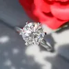COSFIX 2CT Diamond Engagement Rose Rings for Women 100% 925 Sterling Silver Bridal Wedding Band Bezel Seting 240115