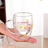 Mugs Dried Flower Double Wall Clear Glass Coffee Insulated Cup For Cold Beverages Latte Espresso