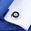 Gioielli 12 mm Hawson D Iniziale Lettera dell'alfabeto Gemelli Gemelli da uomo rotondi alla moda Bottone con bottoni in smalto nero Gioielli per camicia