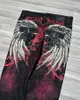 Gothic Y2 Baggy Jeans for Men Oversized Wings Pattern Tie Dye Black Denim Trousers Hip Hop Harajuku Wide Leg Pants Streetwear 240115