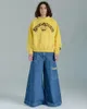 JNCO Baggy Jeans Y2K Harajuku Хип-Хоп Уличная одежда Винтажные джинсы с карманами и рисунком Мужские женские американские джинсы с высокой талией и широкими штанинами 240115