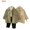 Модный плащ для маленьких девочек и мальчиков, хлопковая ветрозащитная куртка для малышей, осень-весна, детское пальто-пылезащитное пальто, верхняя одежда для малышей, От 1 до 7 лет 240116