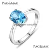 Bagues de cluster Bijoux Véritable Blue Topaz Bague Solitaire Pour Femmes Engagement Sier 925 Pierres Précieuses Bijoux 1168 T2 Drop Livraison Bijoux Dhhrg