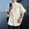 Skjortor män last manlig mode stilig ren färg allmatch japanska studenter tonåringar kläder bf fritid helt enkelt 240115