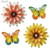 Garden Decorations HOT SALE Metal Flowers Outdoor Wall Decor 4PCS Flower Butterfly Wall Art Decor Wall Sculptures For Garden Fence Yard Porch YQ240116