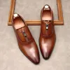 Mäns dragkedja loafers äkta läder retro italiensk designer elegant bekväm bröllop formell affärsklänningskor man