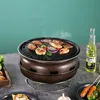 Tragbarer Grillofen für den Außenbereich, Carbon-Grill, kommerzieller koreanischer runder Holzkohlegrill aus Edelstahl, 240116