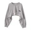 Women's Fashion Asymmetrical Cesked Camis Sweatshirt 2 Piece Casual Solid Long Sleeve Female Pullovers Chic Tops 240115