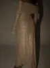 Vestido largo elegante con lentejuelas y hombros descubiertos para mujer, moda de otoño, cálido, de manga larga, ajustado, para fiesta, noche y Club 240115