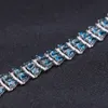 Aimgal Fine Jewelry Deslustre Libre S Plata 4 * 6 Mm 0.49Ct Cada Pulseras De Diseño De Circonita 5A con Topacio Azul Londres