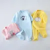 Macacão de algodão para bebês, roupas de manga comprida, unissex, pijama nascido, menina, menino, macacão com pés, roupa 240116