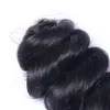 Onda solta brasileira cabelo virgem humano 3 pacotes com fechamento de renda 4x4 nós descorados 100 g/pc cor preta natural 1b extensões de cabelo de trama dupla