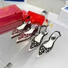 Women Flats Luxury Sandals Wedding Party Shoes Sexy Crystal Gladiator Shoe Rene caovilla Factory Footwear Size 42 embellished Slip On CM4S