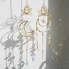 Bahçe Dekorasyonları Lotus Moon Suncatcher Kristal Top Güneş Yakalayıcılar Pencere Bahçesi Kapalı Açık Dekorasyon Hediyesi YQ240116