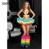 Skirts IOOTIANY Women Girls Adult Rainbow Organza Tutu Petticoat Club Skirt Sexy Fluff Dance 2024