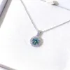 Collier en argent S925 bleu vert pour femmes, Test de diamant réussi, 1 pendentif Super brillant, bijoux cadeau d'anniversaire 240115