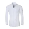 Chemises habillées pour hommes Chemise formelle Hommes Fête de mariage élégante avec noeud papillon à manches longues Revers boutonné Groomsmen Tenue Couleur unie