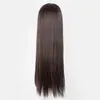 Black Wig Fei-Show Synthetic Heat Resistant Long Straight Middle Part Line Costume Cosplay Hair 26 Inches Salon Party Hairpieces 240116