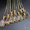 Decorative Figurines Natural Color Garden Quartz Cooper Wire Pendant Crystal DIY Necklace Healing Classic Women Jewelry Accessories