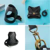 Hundhalsar Leases Collar Black Leather Harnesses Bröstet Backpocket Cat Traction Rope Luxury Designer Walking Tool Drop Delivery Home Otmdn