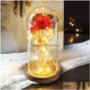 Valentine Gift Beauty Eternal Rose Led Light And Beast In Glass Dome Birthday For Valentines Day Drop Delivery Dhzcu