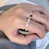 Cluster Rings Ventfille 925 Sterling Silve Pearl Agate Ring for Women Gift Splicing Bead Elastic Korean Design Smyckesfall