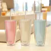 750ml Double-Layer Plastic Straw Cups With Lids BPA Free Water Bottle For Drinking Tea Coffee Mug Juice Milk Water Cup Drinkware 240116