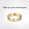 Love Ring designer ring for women 4mm 5mm 6mm ring 18K Gold Plated With diamonds Designer Jewelry for lovers Wedding ring Anniversary Jewelry