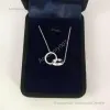 Designer-Schmuck-Halskette, klassische Halskette, Sterlingsilber, Doppelring-Anhänger, kleine und hochwertige Kragenkette als Geschenk für Freundin