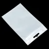 Partihandel 100 st/ parti vit klar blixtlåsplastpaketpåsar med blixtlås självförseglad transparent zip poly förpackningsväska med hänghål 13 storlekar