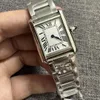 Montre carrée de précision de styliste pour femmes, boîtier en acier inoxydable, bracelet de montre de luxe, pointeur bleu saphir, étanche, montre de couple classique pour femmes