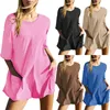 Robes décontractées pour femmes, manches courtes, col en V, poches amples, combinaison trapèze, robe de brunch serrée