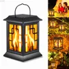 Lampade da giardino Fiamma simulata Luce a LED Halloween Piccole luci notturne Lanterna solare esterna impermeabile Bar Giardino Decorazione natalizia Lampada da prato YQ240116