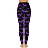 Leggings pour femmes Halloween Bats Pantalon de yoga Sexy Noir et violet imprimé taille haute Leggins de course Femme Kawaii Élastique