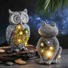 Décorations de jardin Énergie solaire succulent animal statue Résine Animal Ornement succulent Ornement imperméable Chouettes pour le décor de jardin YQ240116