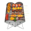 Bärbar vikbar BBQ Grill Multifunction Camping Barbecue Grill Spove Rack Net Vedvede Stis rostfritt stål BBQ Grill Charcoal 240116