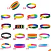 Autres fournitures de fête festive Rainbow LGBT Pride Bracelet LGBTQ Sile Caoutchouc Bracelets Accessoires Cadeaux pour Gay Lesbiennes Femmes Hommes Whol Otu0L