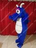 Costume de mascotte de dragon bleu de performance, robe de soirée fantaisie d'Halloween, tenue de personnage de dessin animé, costume de carnaval, taille adulte, tenue d'extérieur d'anniversaire