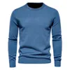 Camisola masculina gola redonda pullover cor sólida inverno clássico moletom quente moda uso diário 240116