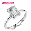 Cluster Rings Horripal 5x7mm Emerald Cut D VVS1 Moissanite Ring S925 Silver 18K Platinum Plated Sparkling Elegant Wedding Engagement GRA