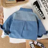 Spring Autumn Jacket för Boy Denim Coat Kids Outwear Toddler Children Stried Jean Jacket för 2-5 pojkar flickor Casual kläder 240116