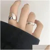 Pierścienie zespołu moda kształt serca pierścień prostota szerokie pierścienie twarzy otwieranie chaoren hip hop żeńska super sieranta biżuteria 1 3ce y2 drop dhlcu